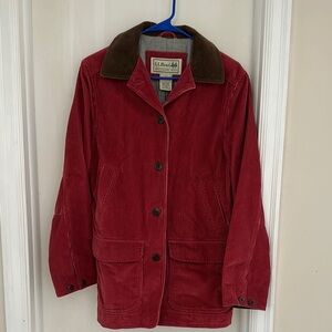 L.L. Bean Red Utility Jacket with Brown Collar